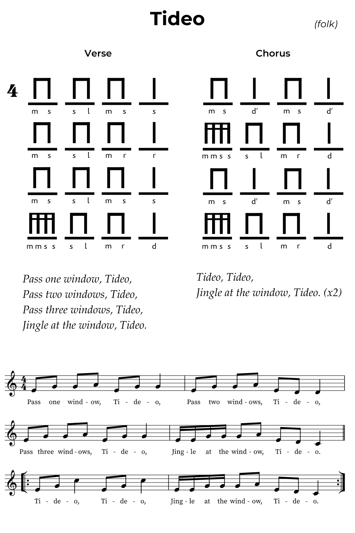 Tideo in pentatonic solfa